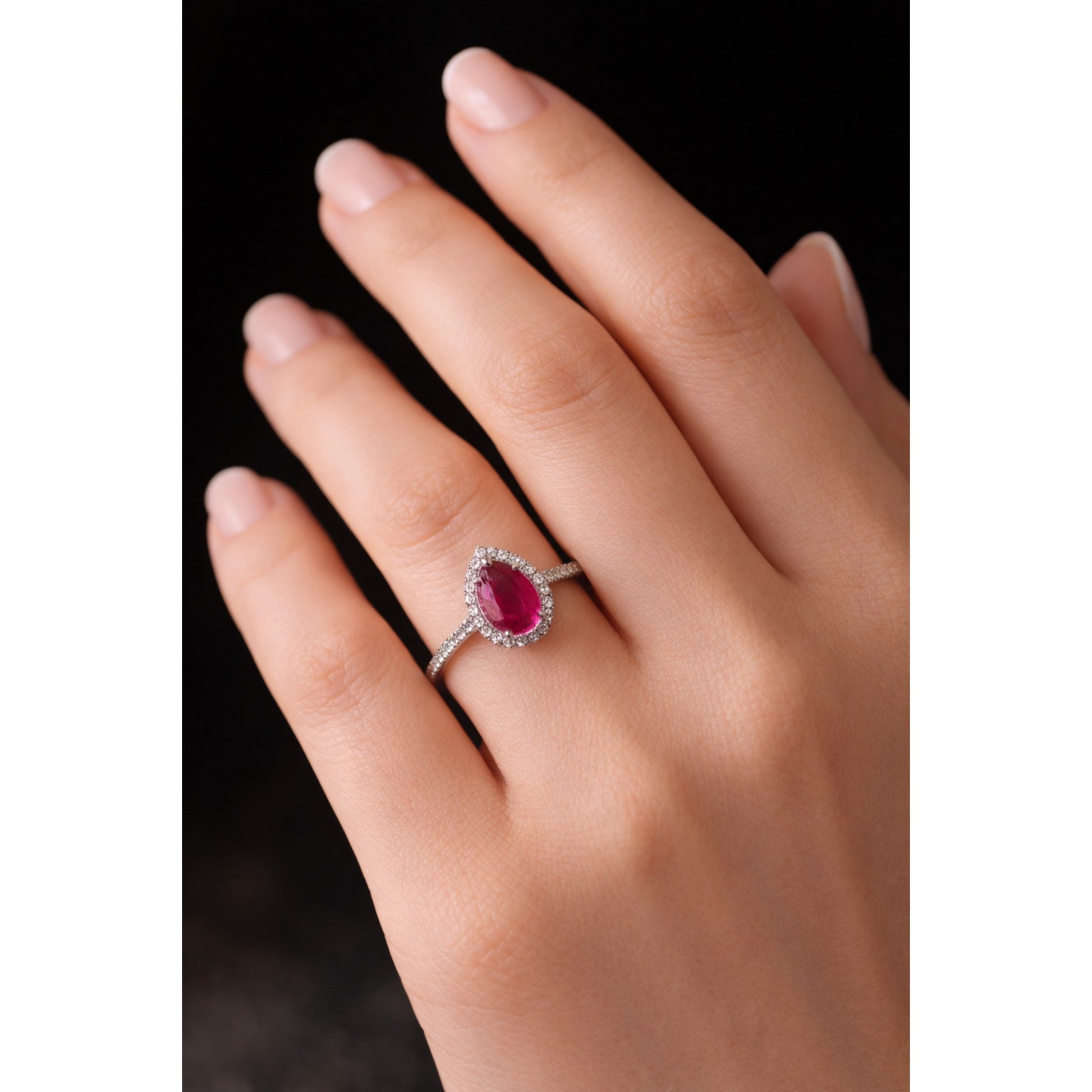 LAB GROWN RUBY RING WITH ZIRCON ON A SILVER BAND