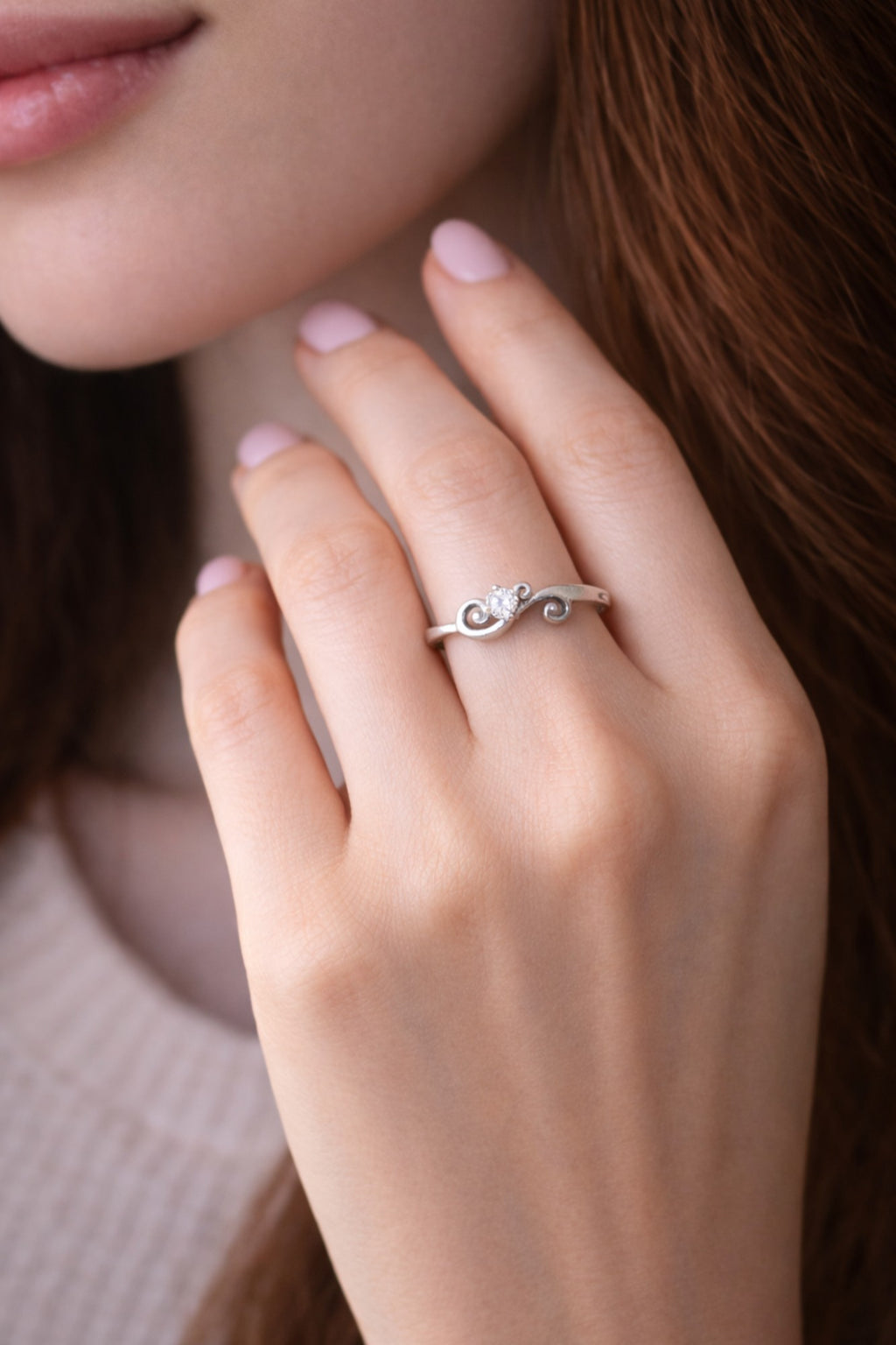 SILVER DESIGNER RING WITH ZIRCON