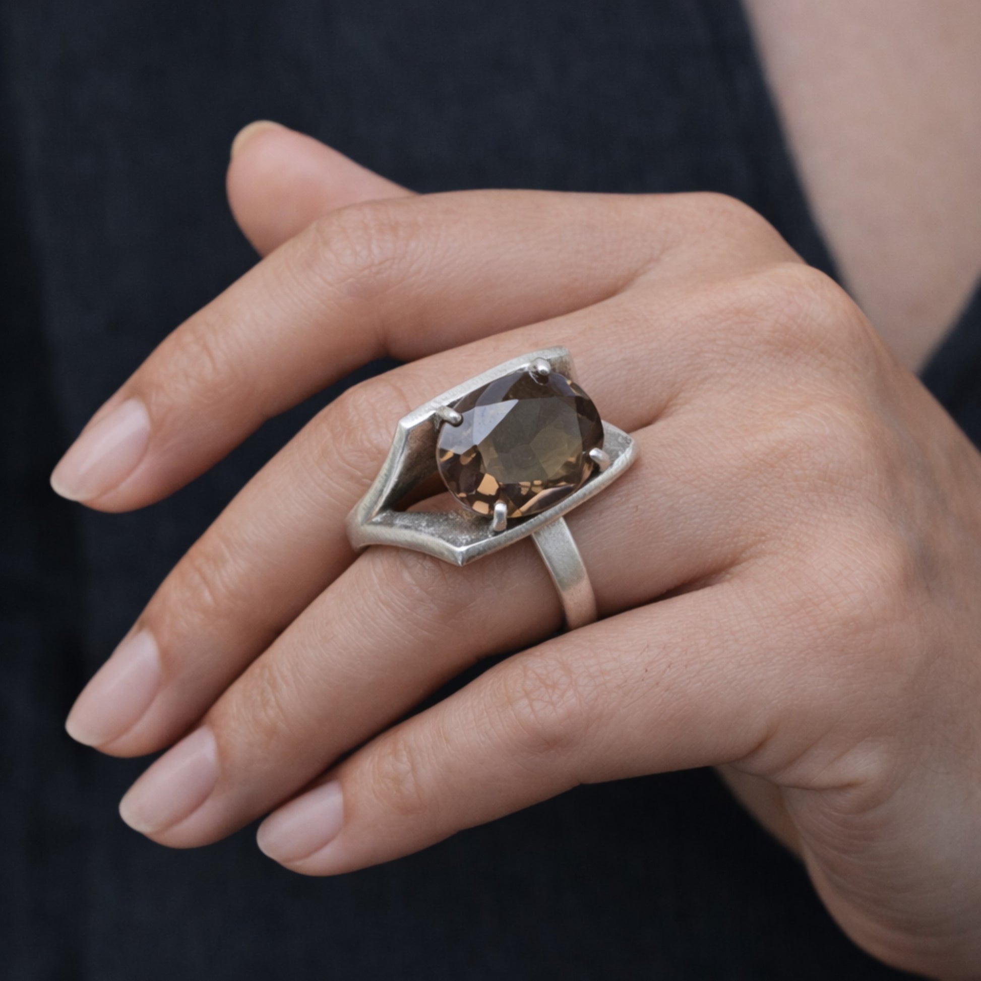 SMOKY TOPAZ SILVER RING