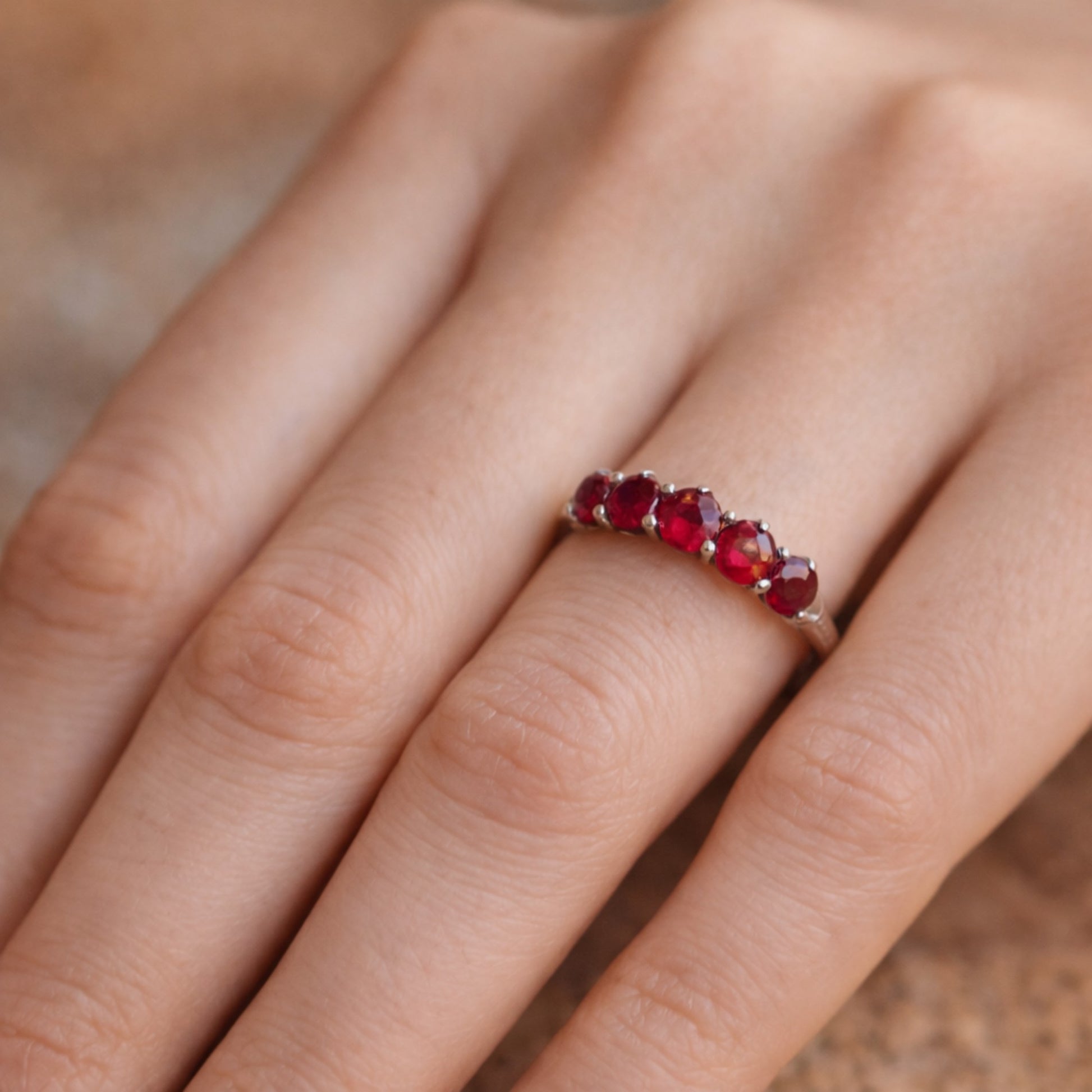 SILVER RING WITH RUBIES