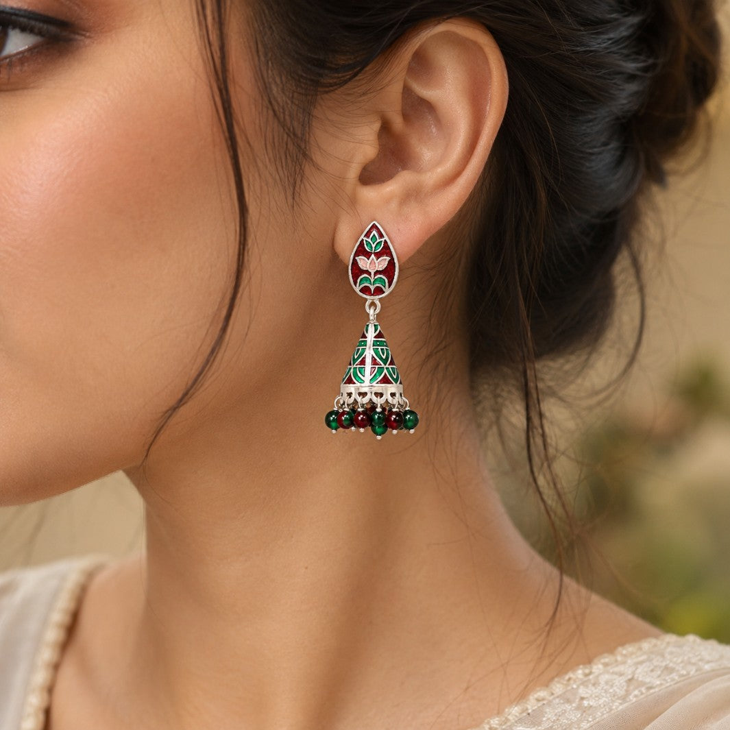Gulnaar Meenakari Jhumkas