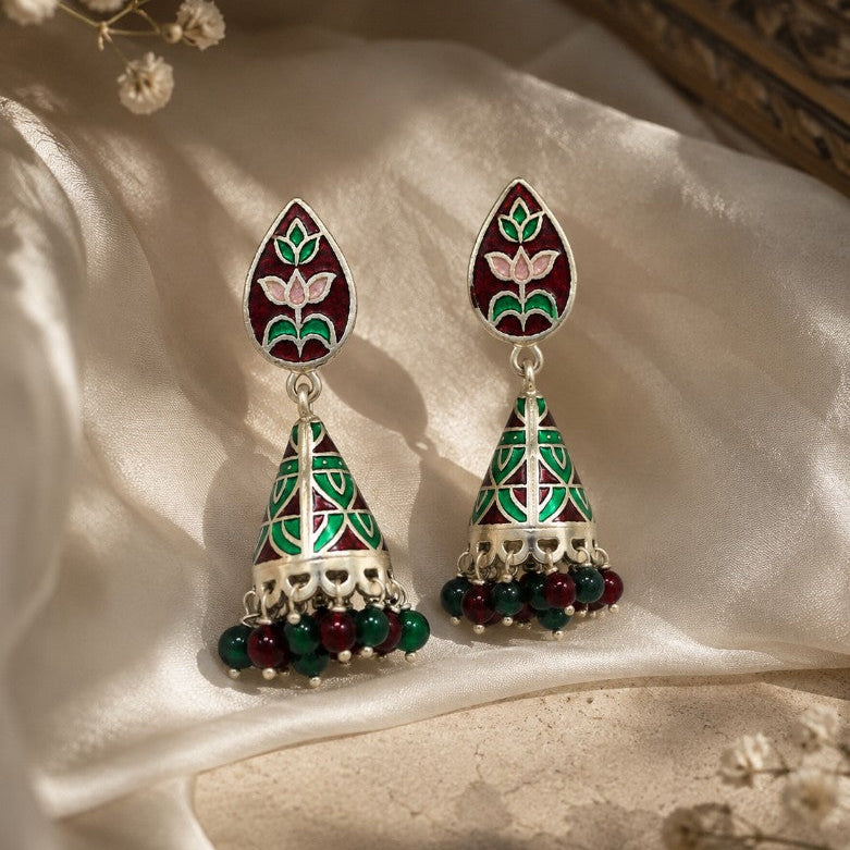 Gulnaar Meenakari Jhumkas