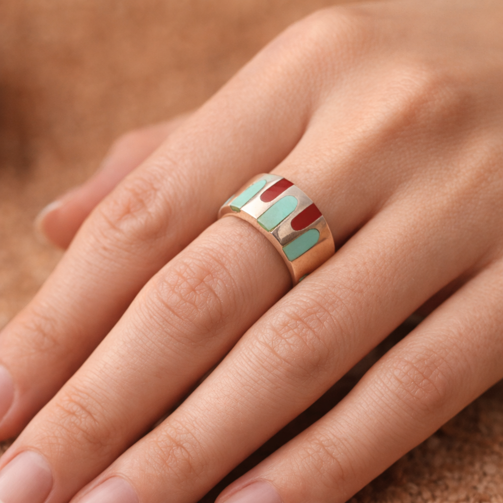 SILVER ENAMELED BAND