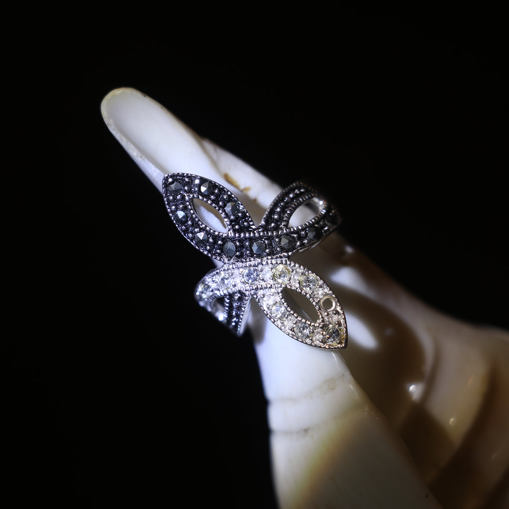 TWO TONE MARQUISE RING WITH MARCASITE