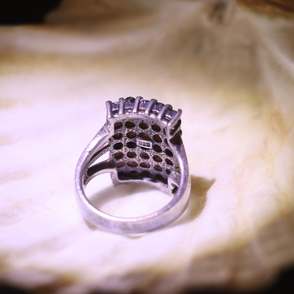 SILVER RING WITH WHITE ZIRCONS