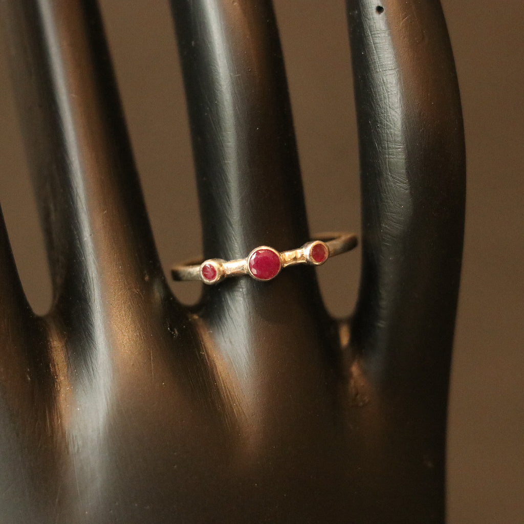 SILVER BAND WITH LAB GROWN RUBY