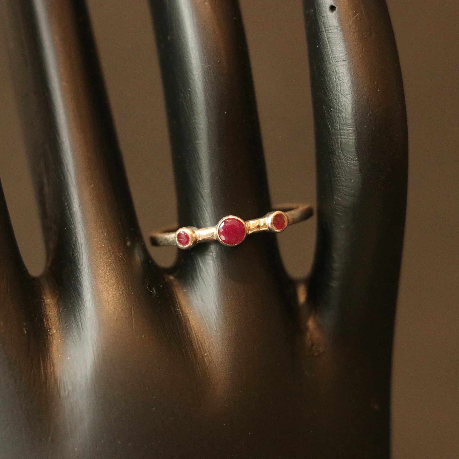 SILVER BAND WITH LAB GROWN RUBY