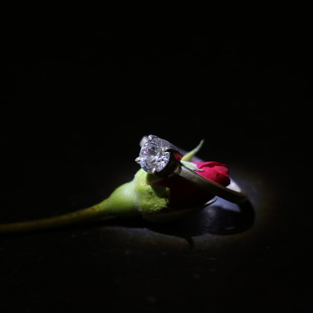 PLAIN SILVER BAND WITH A BIG ROUND ZIRCON