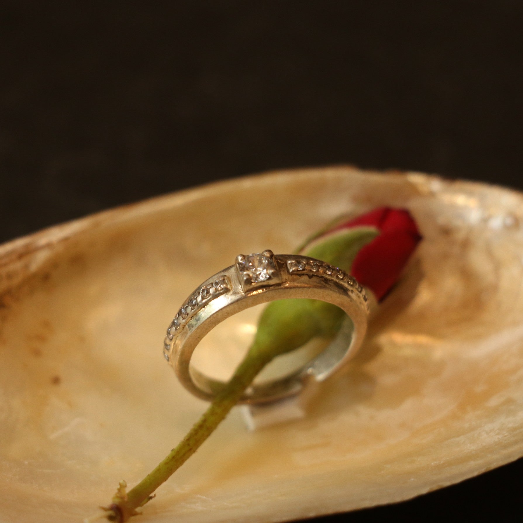 SILVER BAND RING WITH CENTRAL ZIRCON