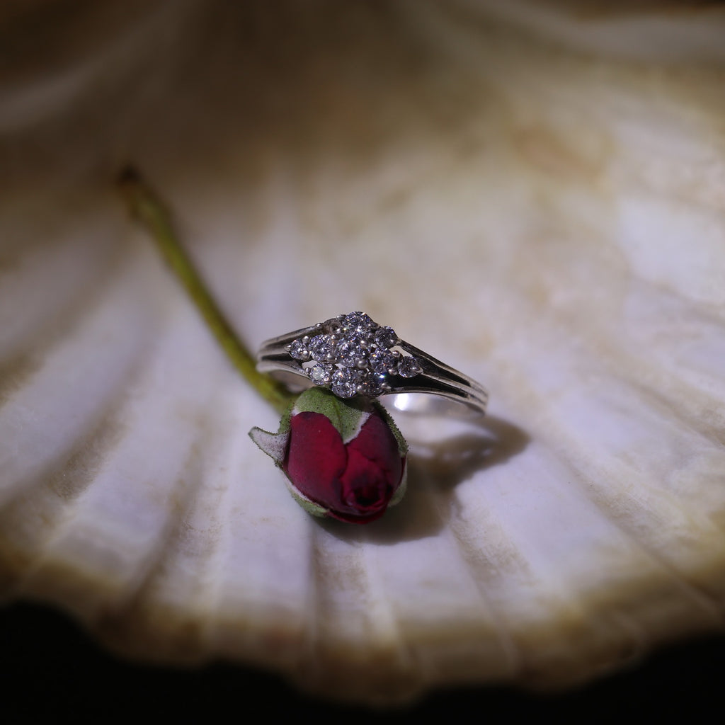 SILVER RING WITH CLUSTERED ZIRCONS