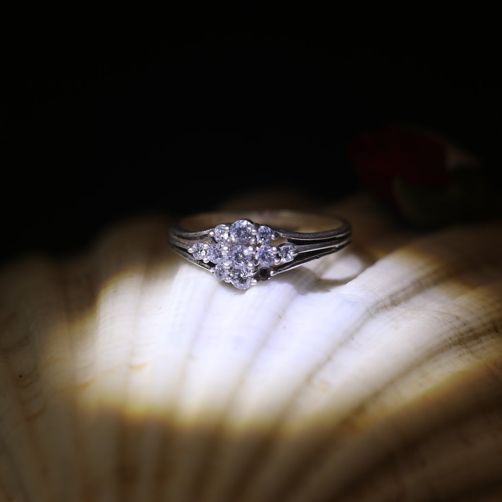 SILVER RING WITH CLUSTERED ZIRCONS