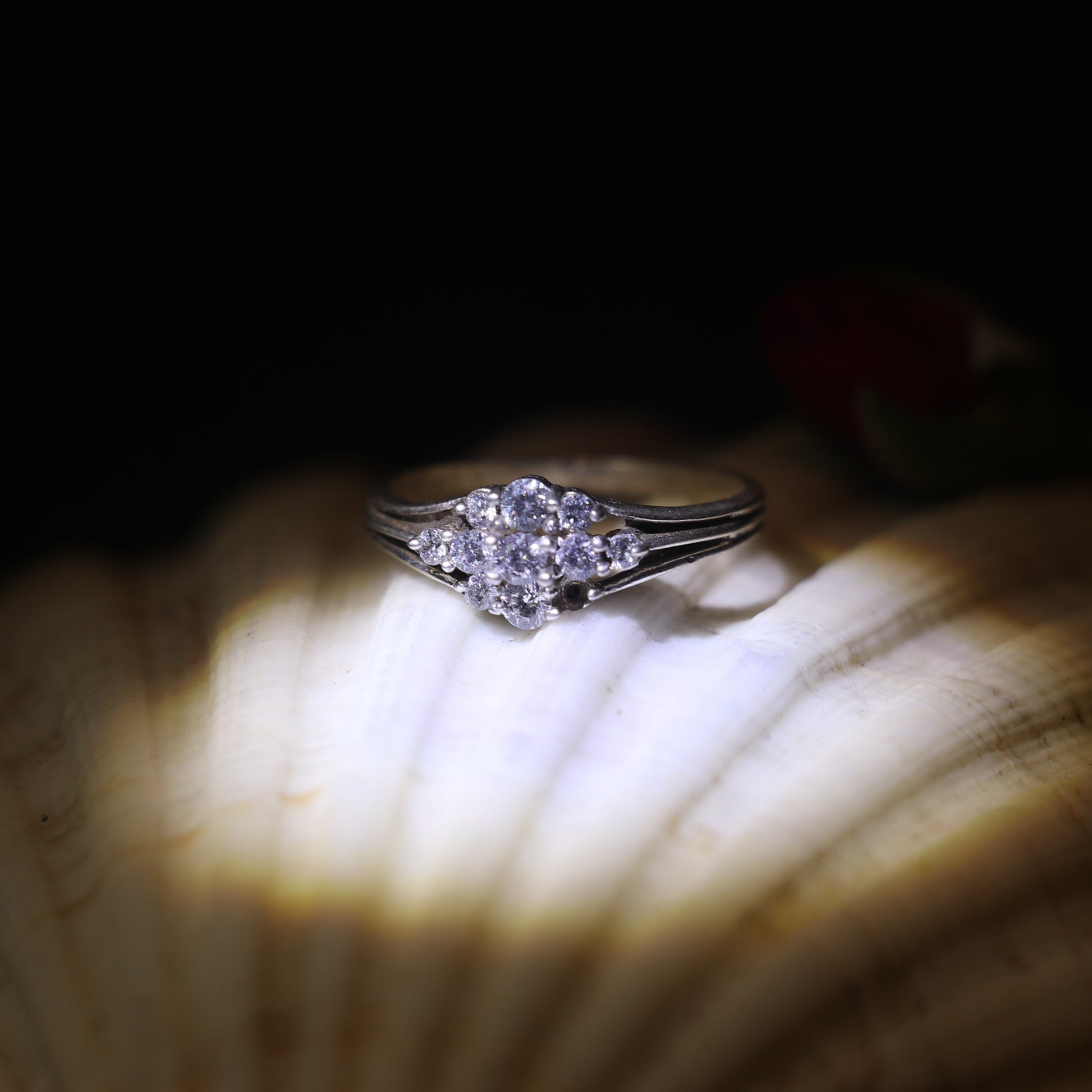 SILVER RING WITH CLUSTERED ZIRCONS