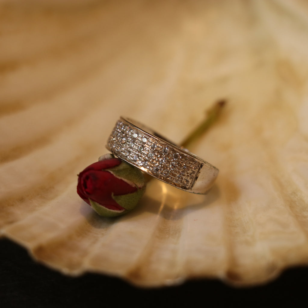 SILVER RING ENCRUSTED WITH SMALL ZIRCONS
