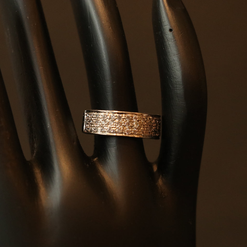 SILVER RING ENCRUSTED WITH SMALL ZIRCONS