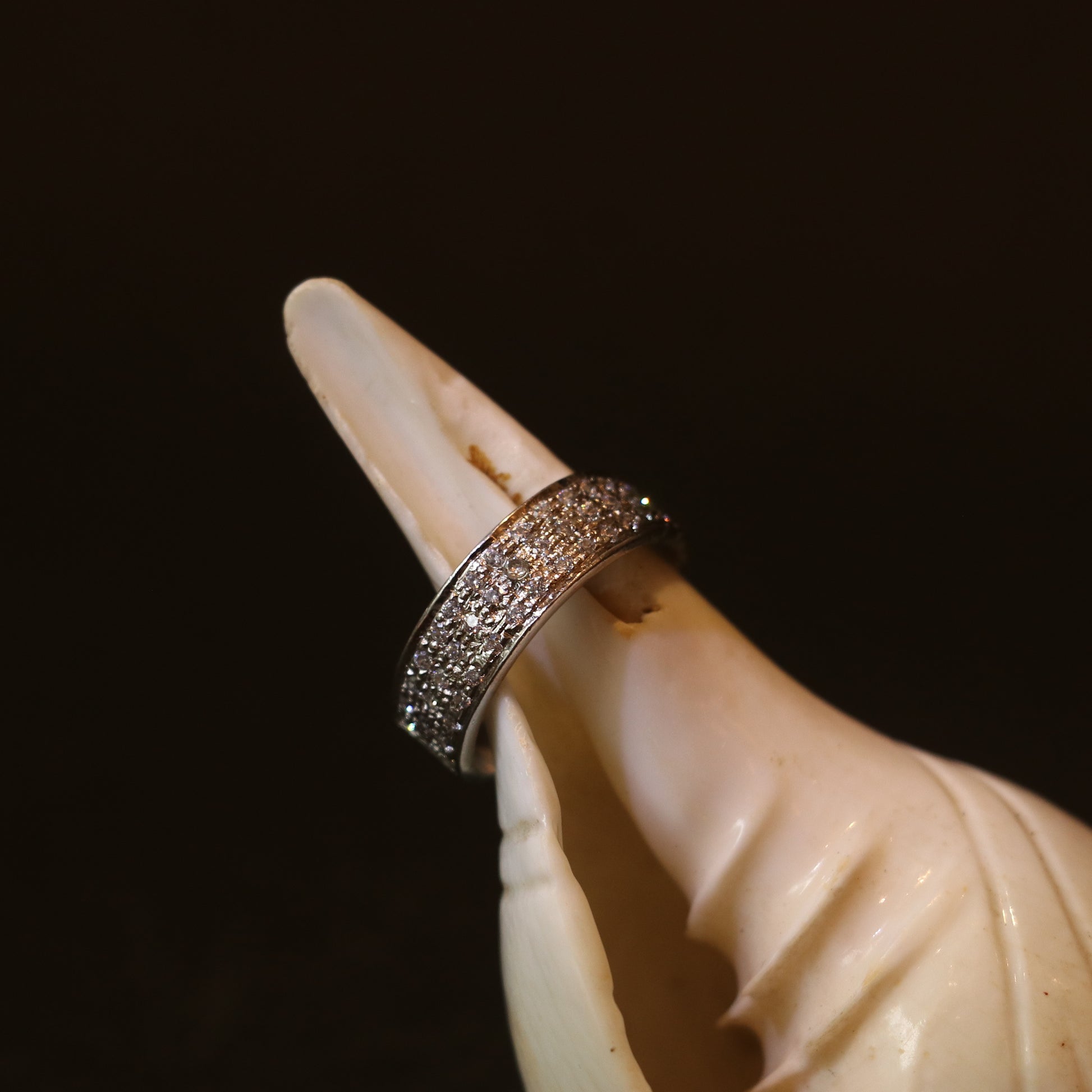 SILVER RING ENCRUSTED WITH SMALL ZIRCONS
