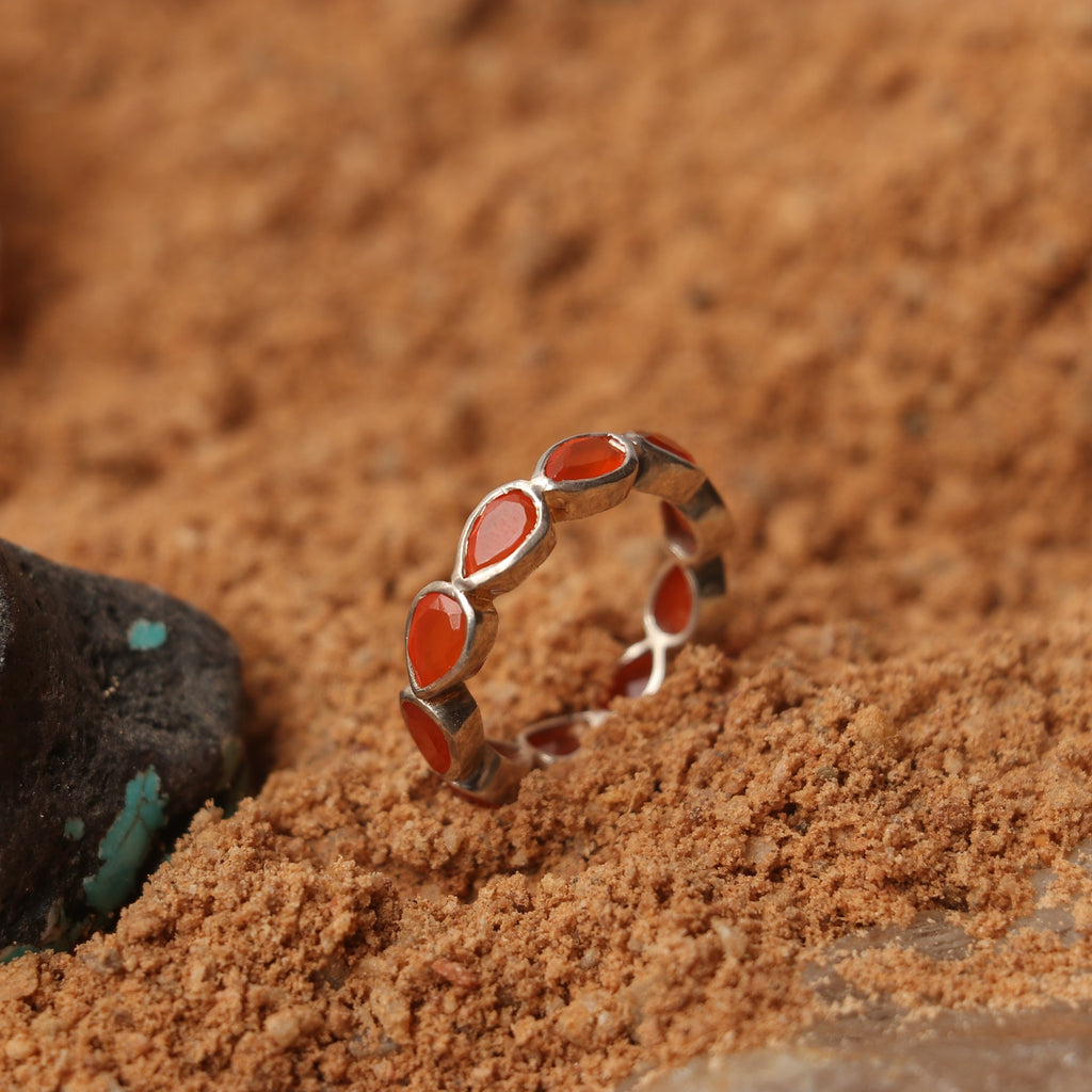 Silver Band With Orange Agate