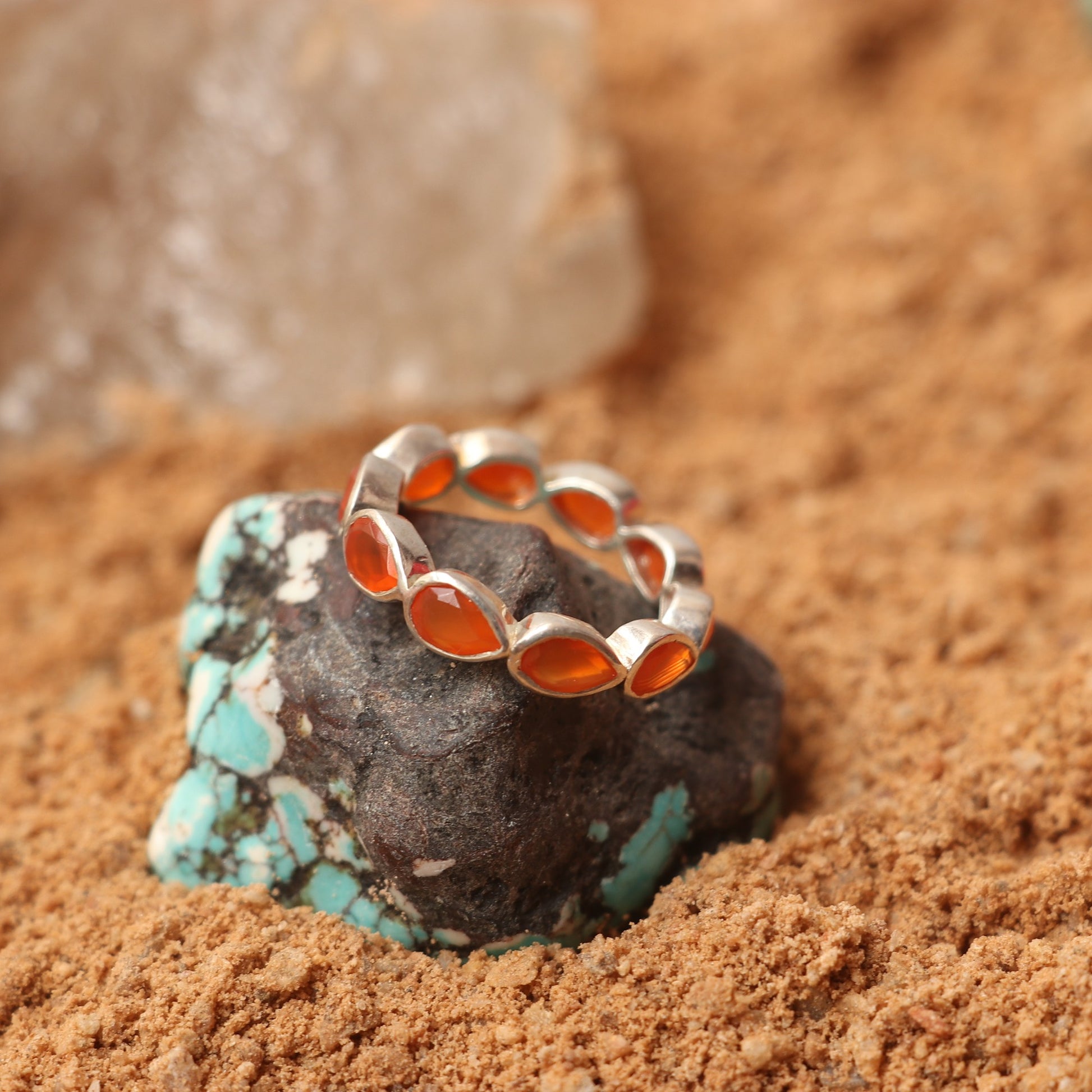 Silver Band With Orange Agate
