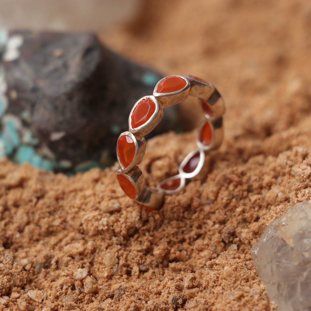 Silver Band With Orange Agate