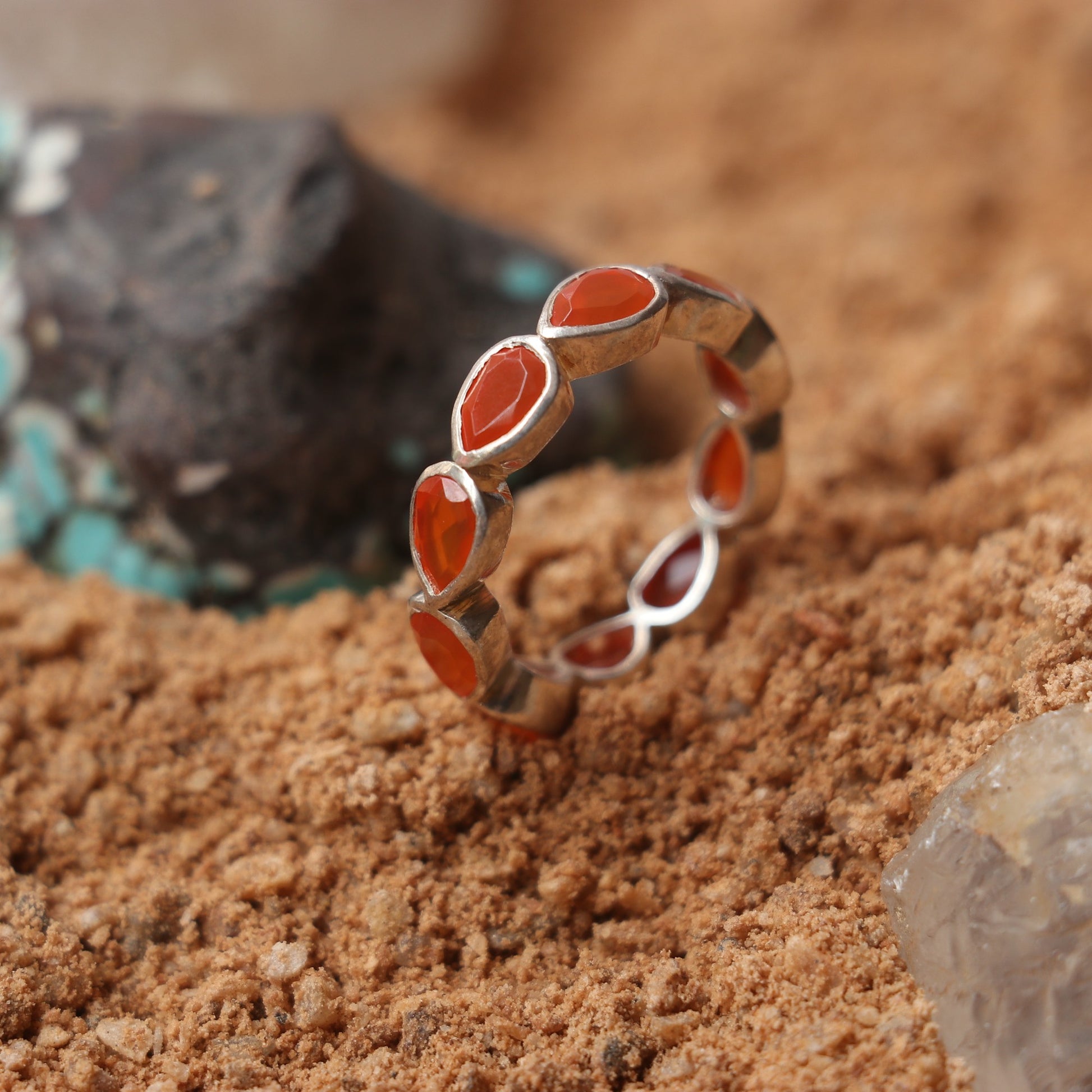 Silver Band With Orange Agate