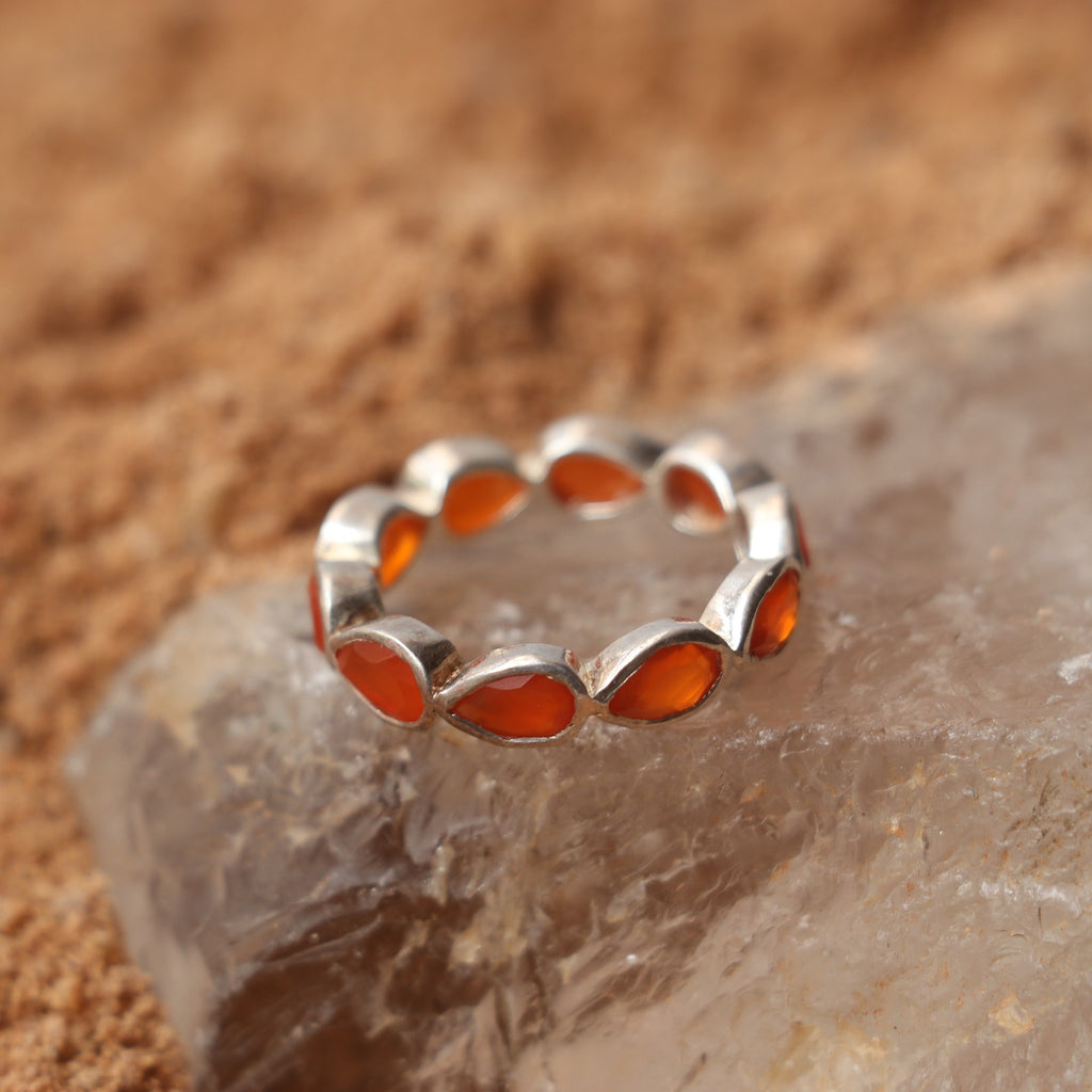 Silver Band With Orange Agate