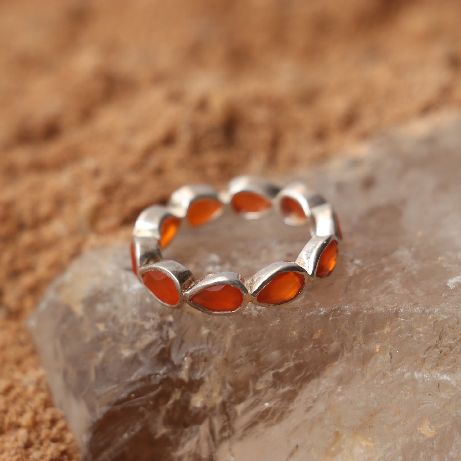 Silver Band With Orange Agate