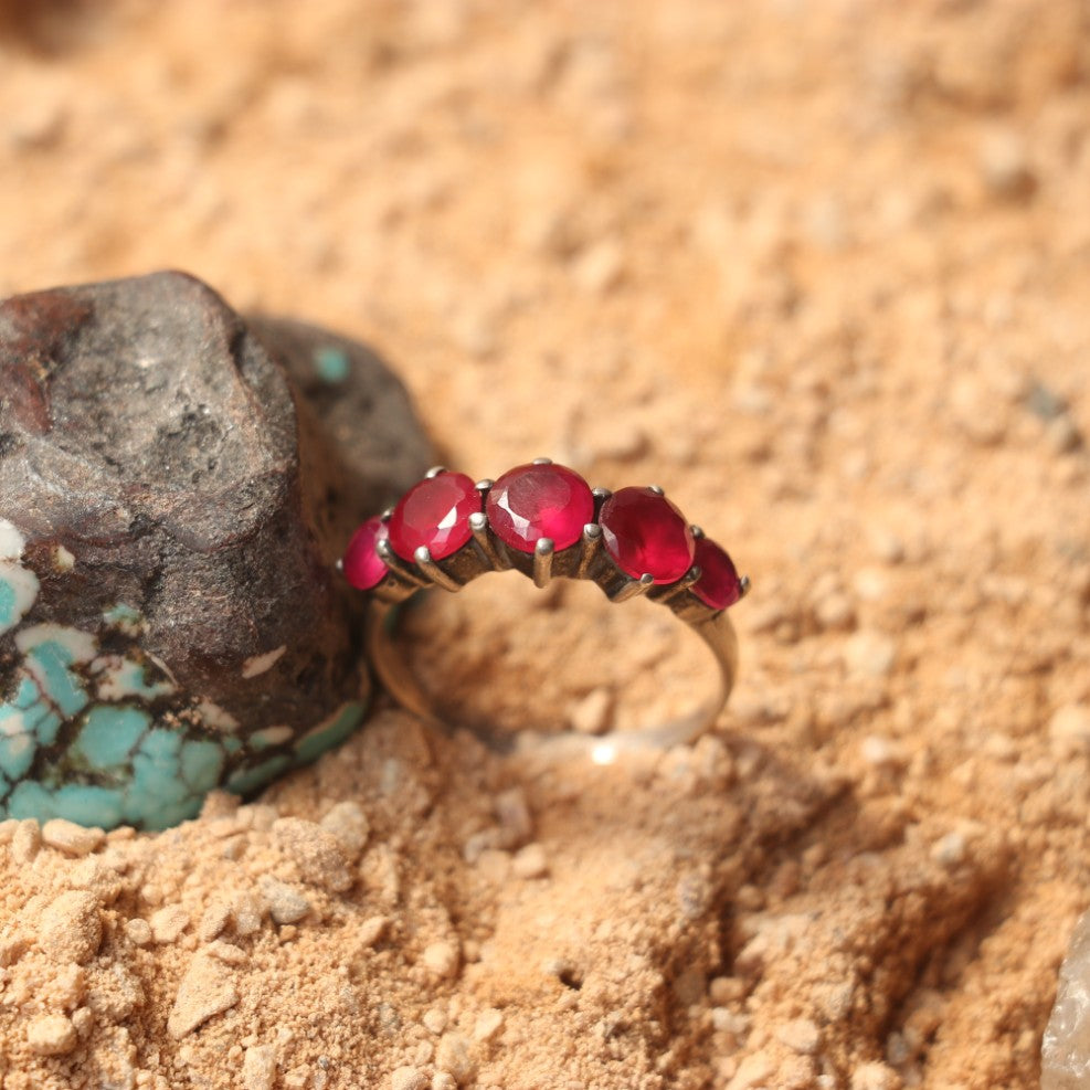 SILVER RING WITH RUBIES