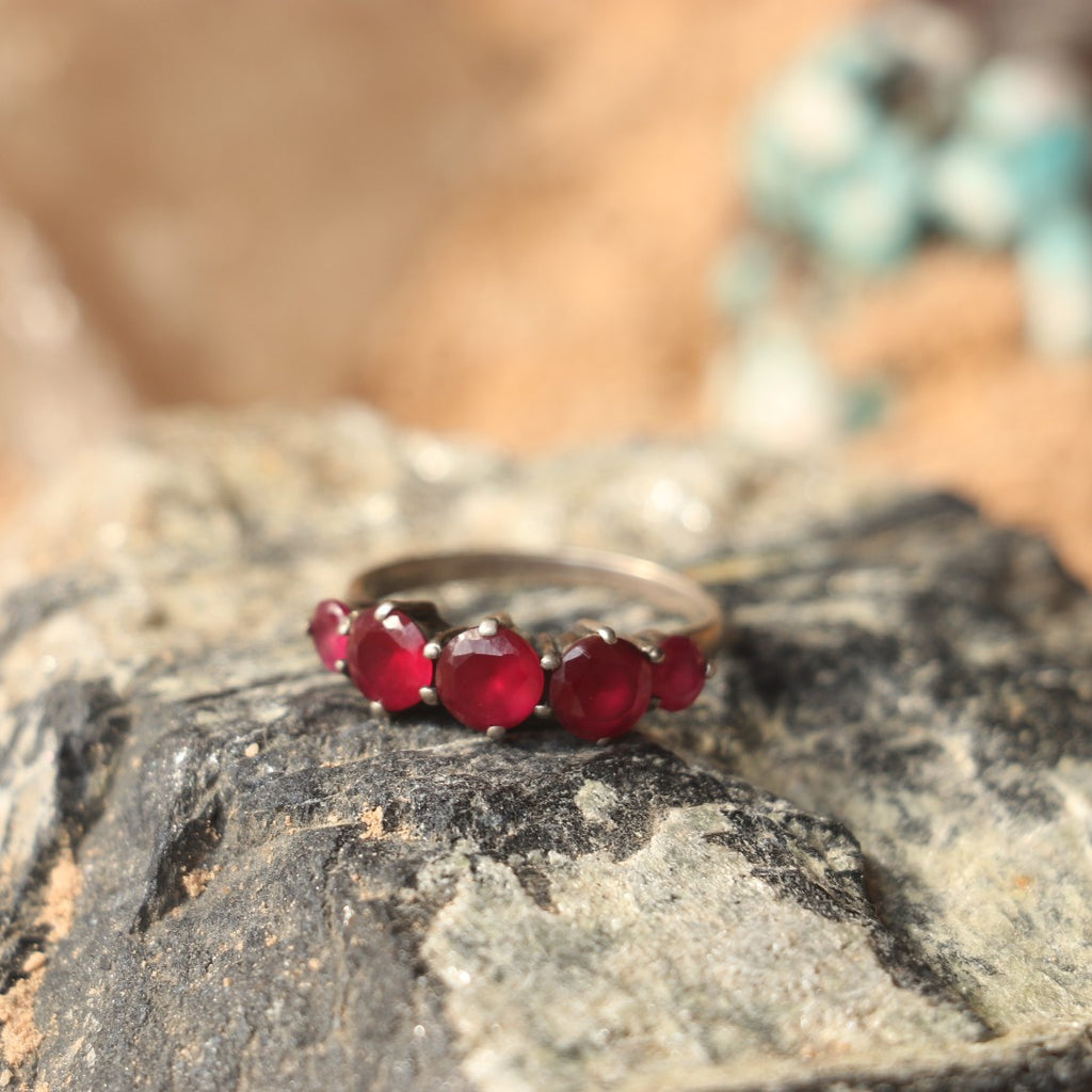 SILVER RING WITH RUBIES
