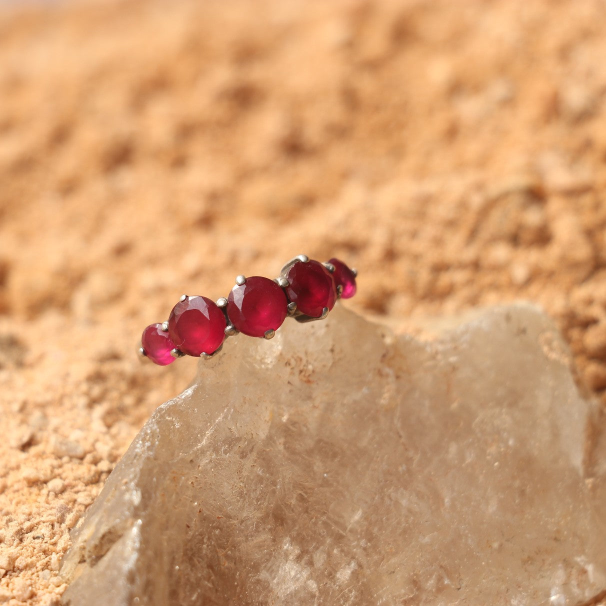 SILVER RING WITH RUBIES