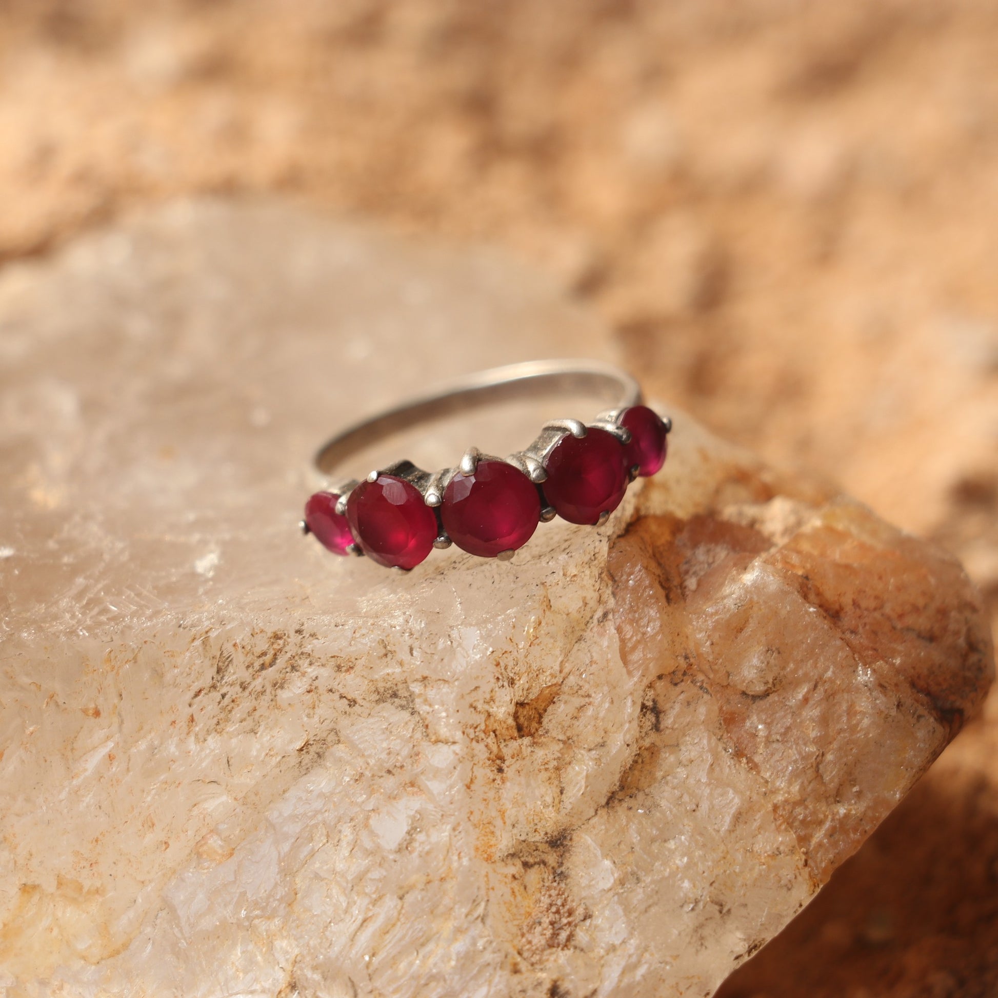 Silver Ring With Rubies