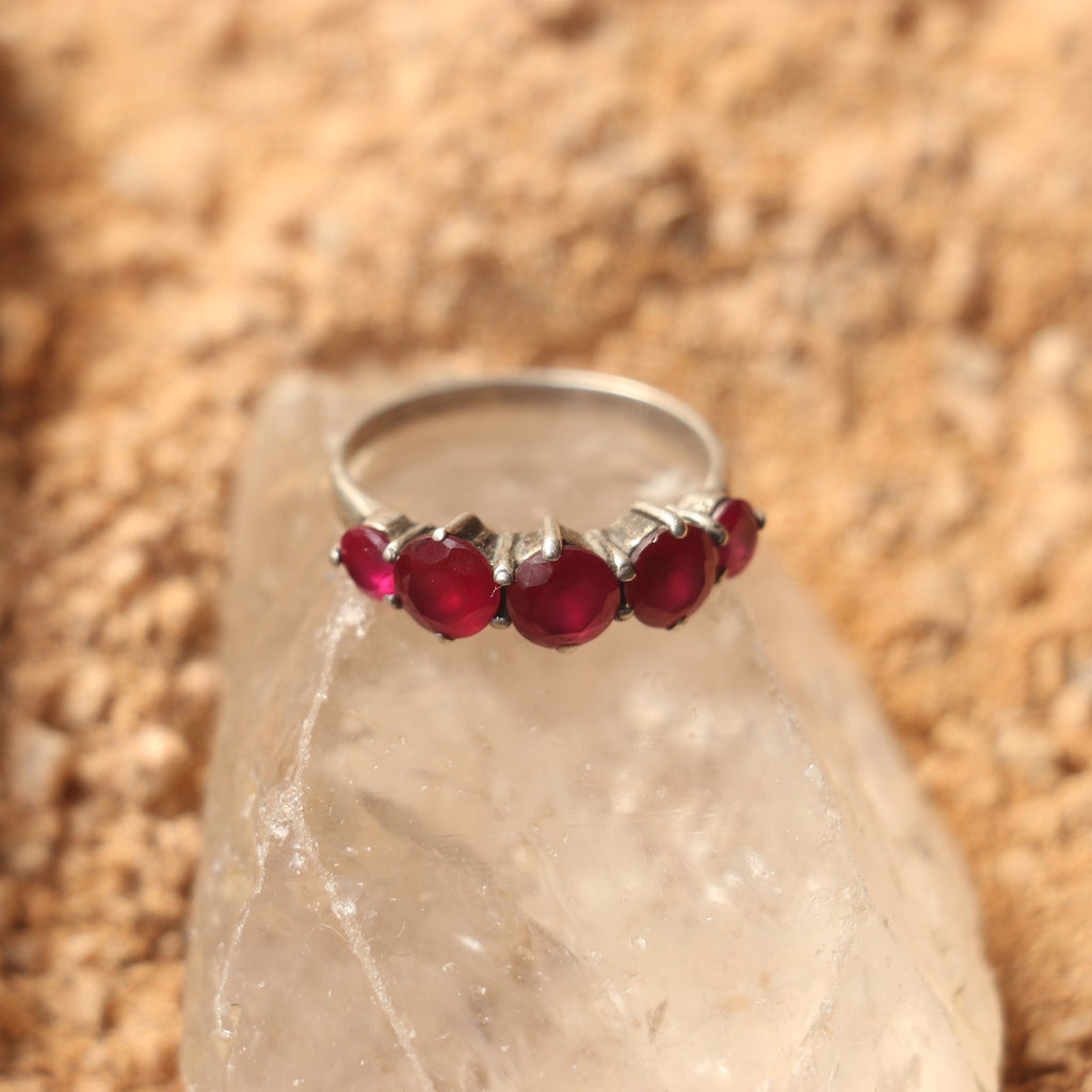 SILVER RING WITH RUBIES