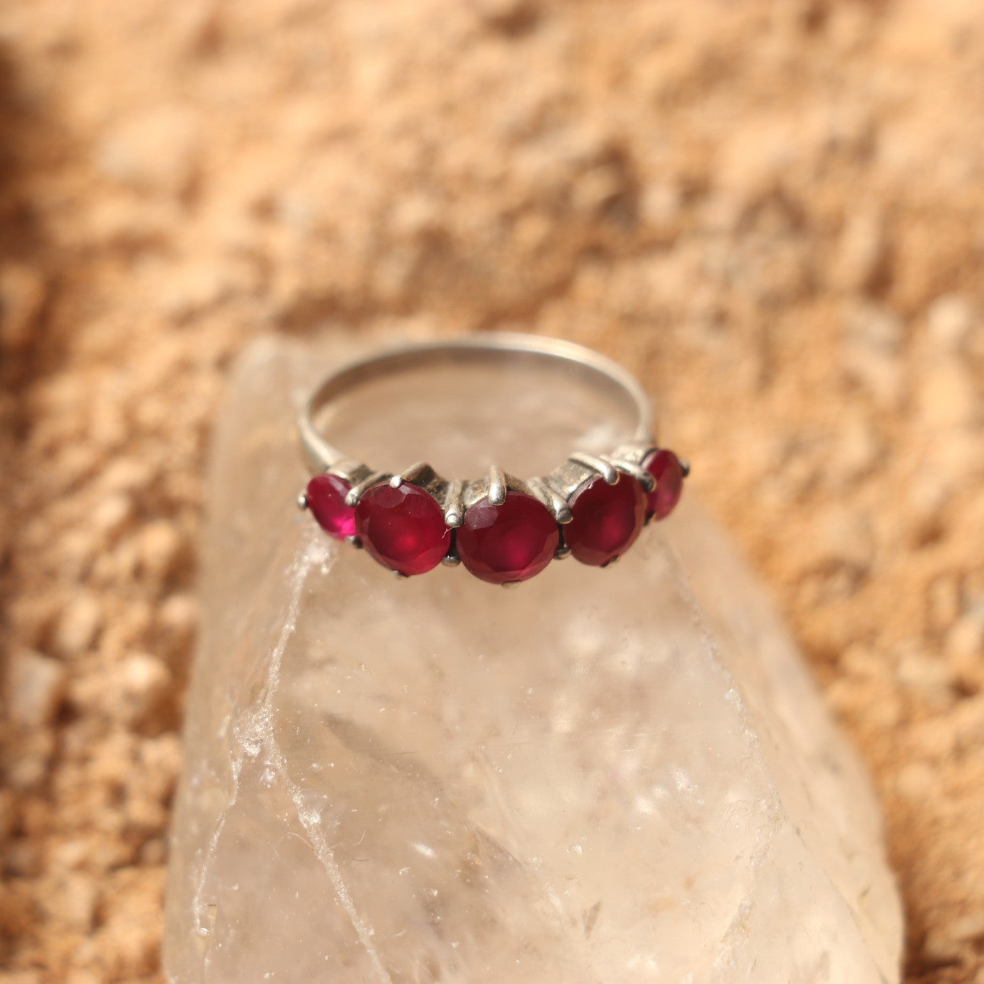 SILVER RING WITH RUBIES