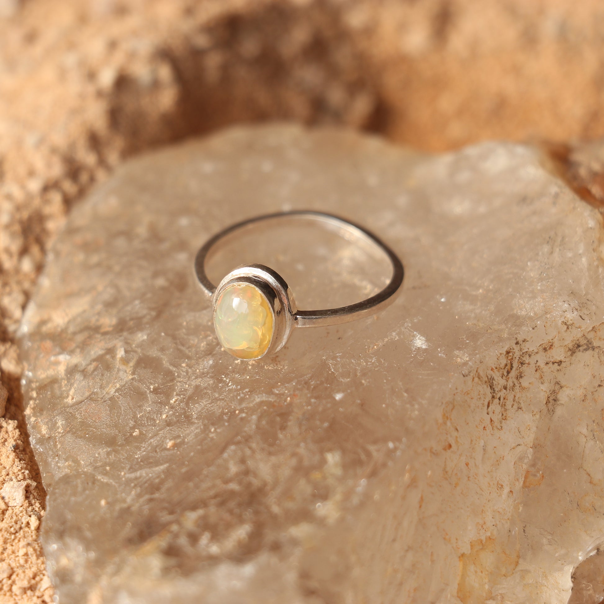 SILVER RING WITH ETHIOPIAN OPAL