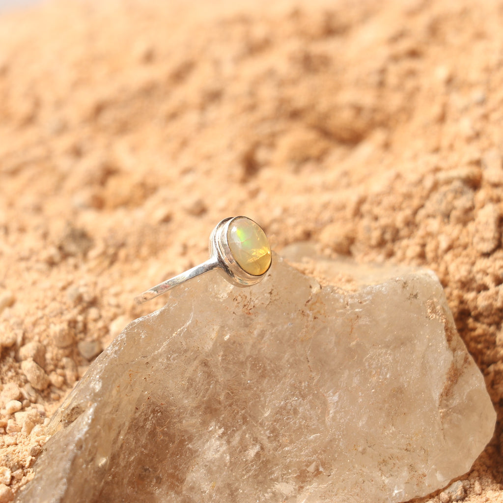 SILVER RING WITH ETHIOPIAN OPAL
