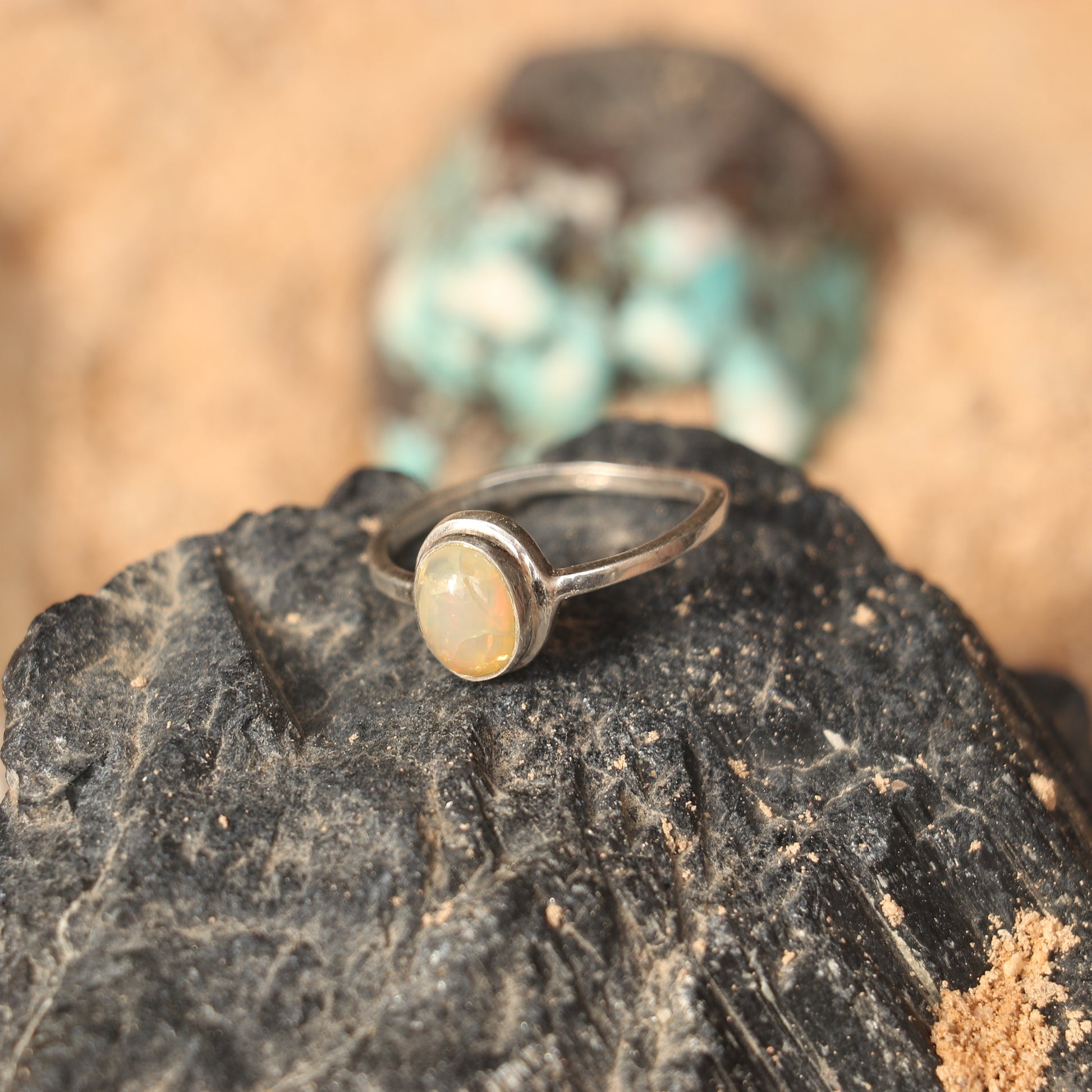 SILVER RING WITH ETHIOPIAN OPAL