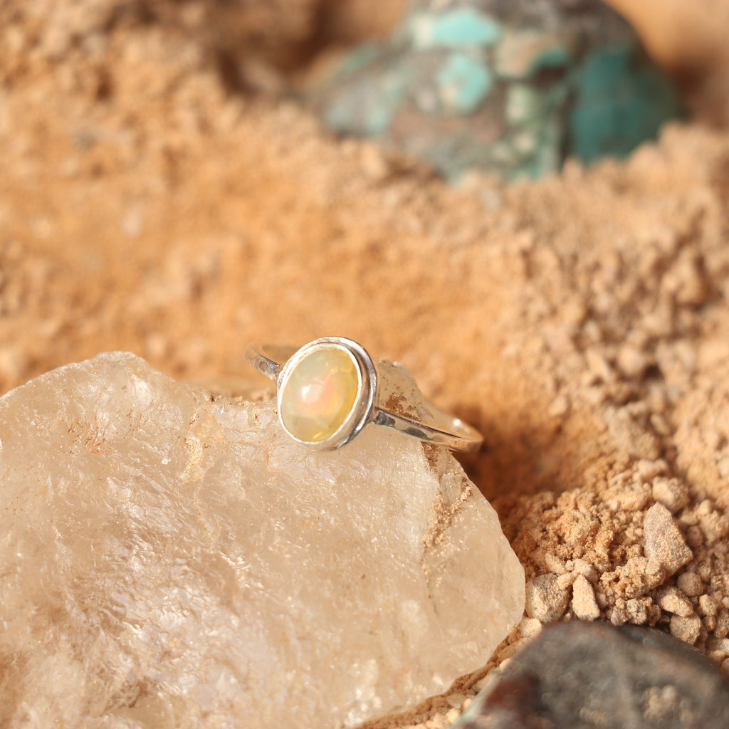SILVER RING WITH ETHIOPIAN OPAL