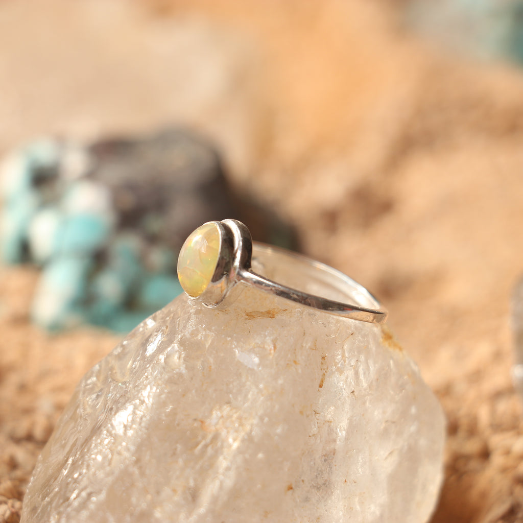 SILVER RING WITH ETHIOPIAN OPAL