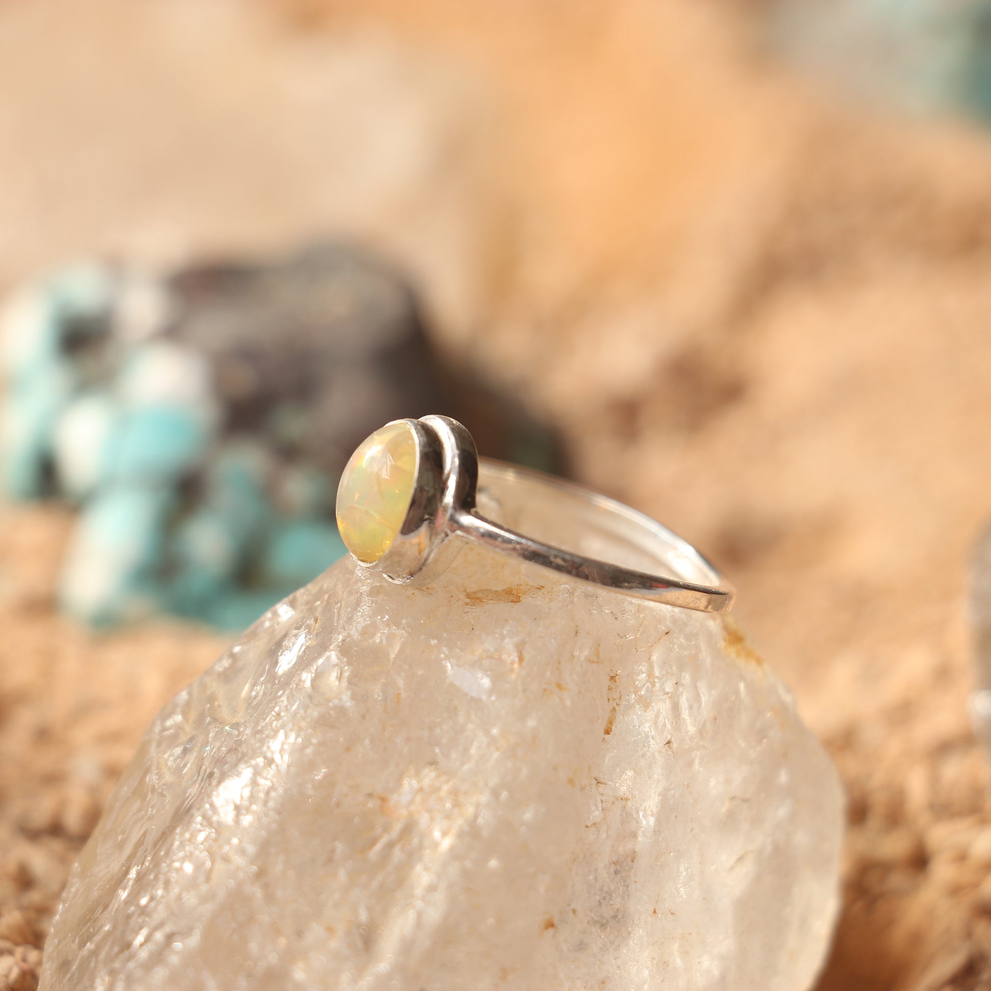 SILVER RING WITH ETHIOPIAN OPAL