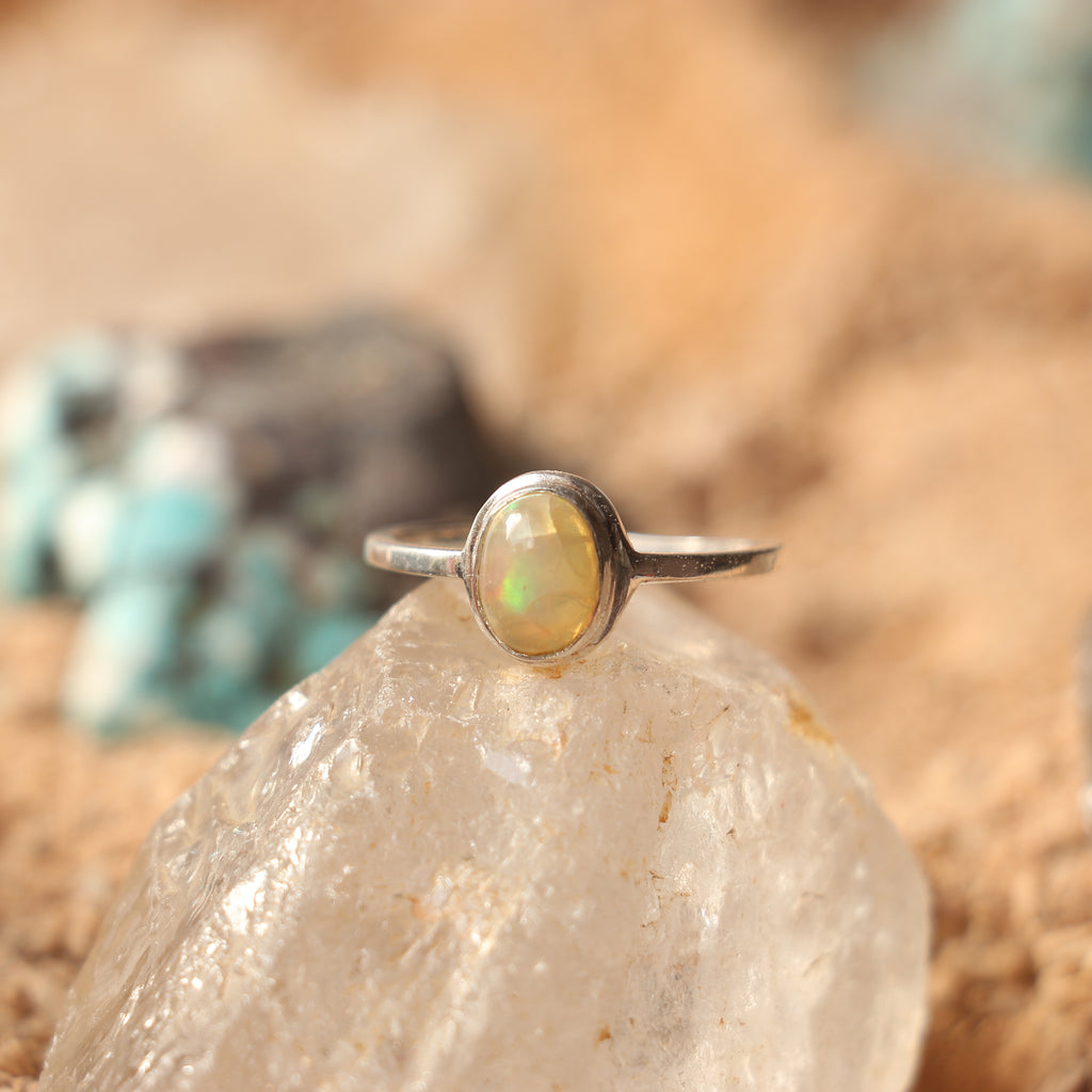 SILVER RING WITH ETHIOPIAN OPAL