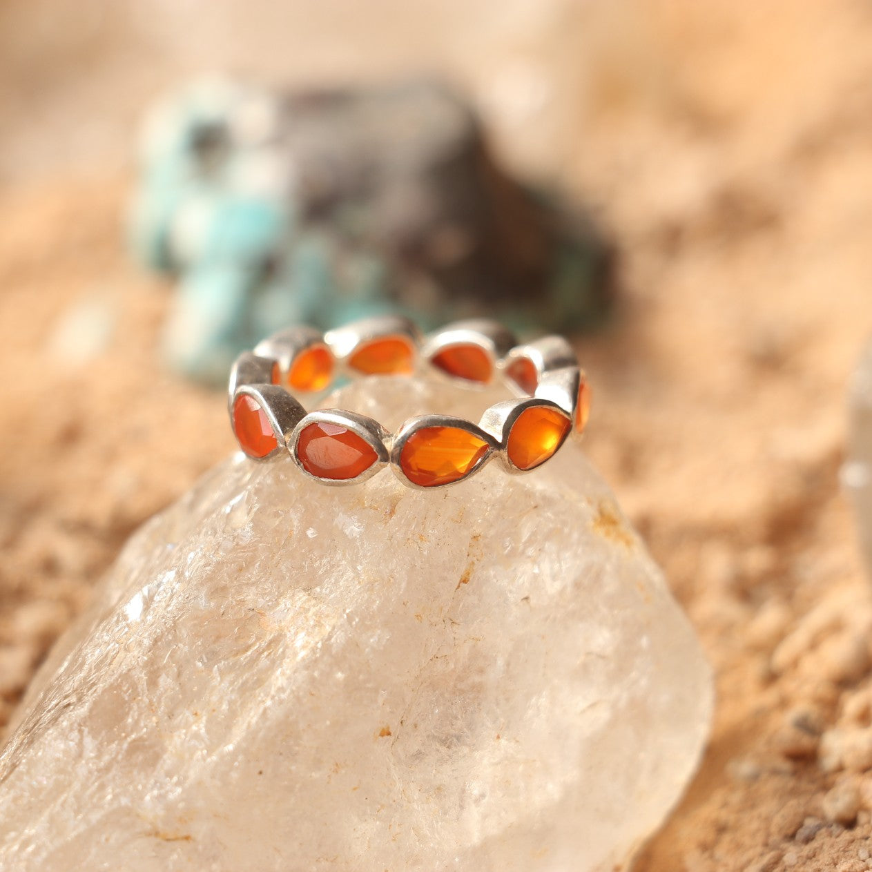 SILVER BAND WITH ORANGE AGATE