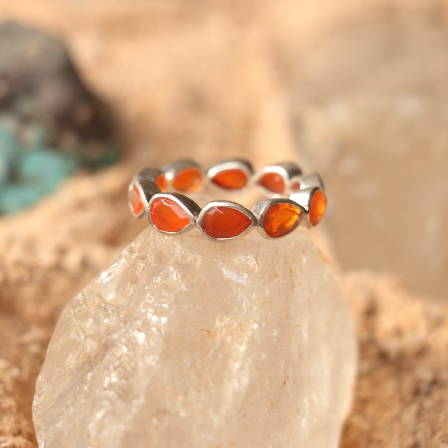 SILVER BAND WITH ORANGE AGATE