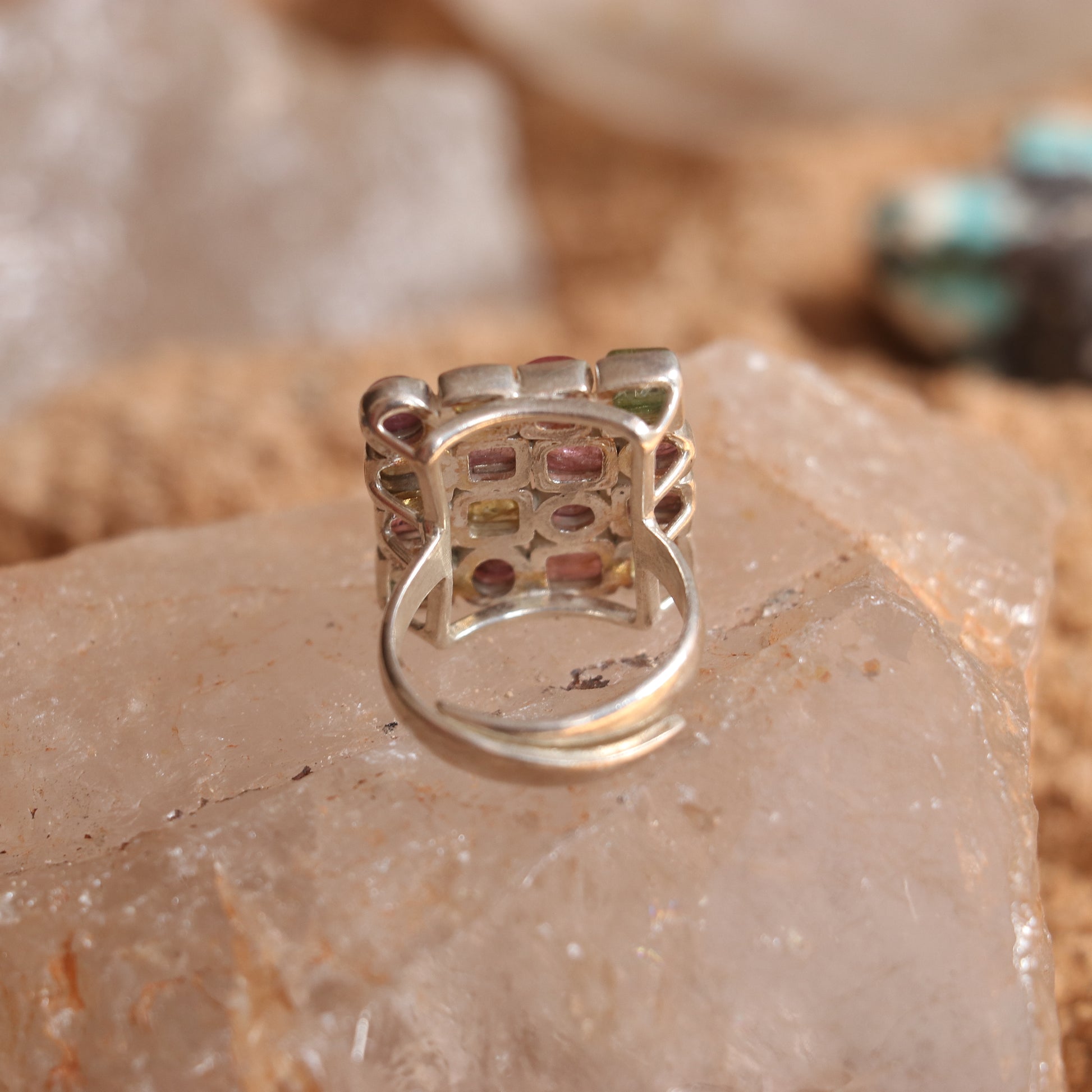 TOURMALINE STUDDED SILVER RING