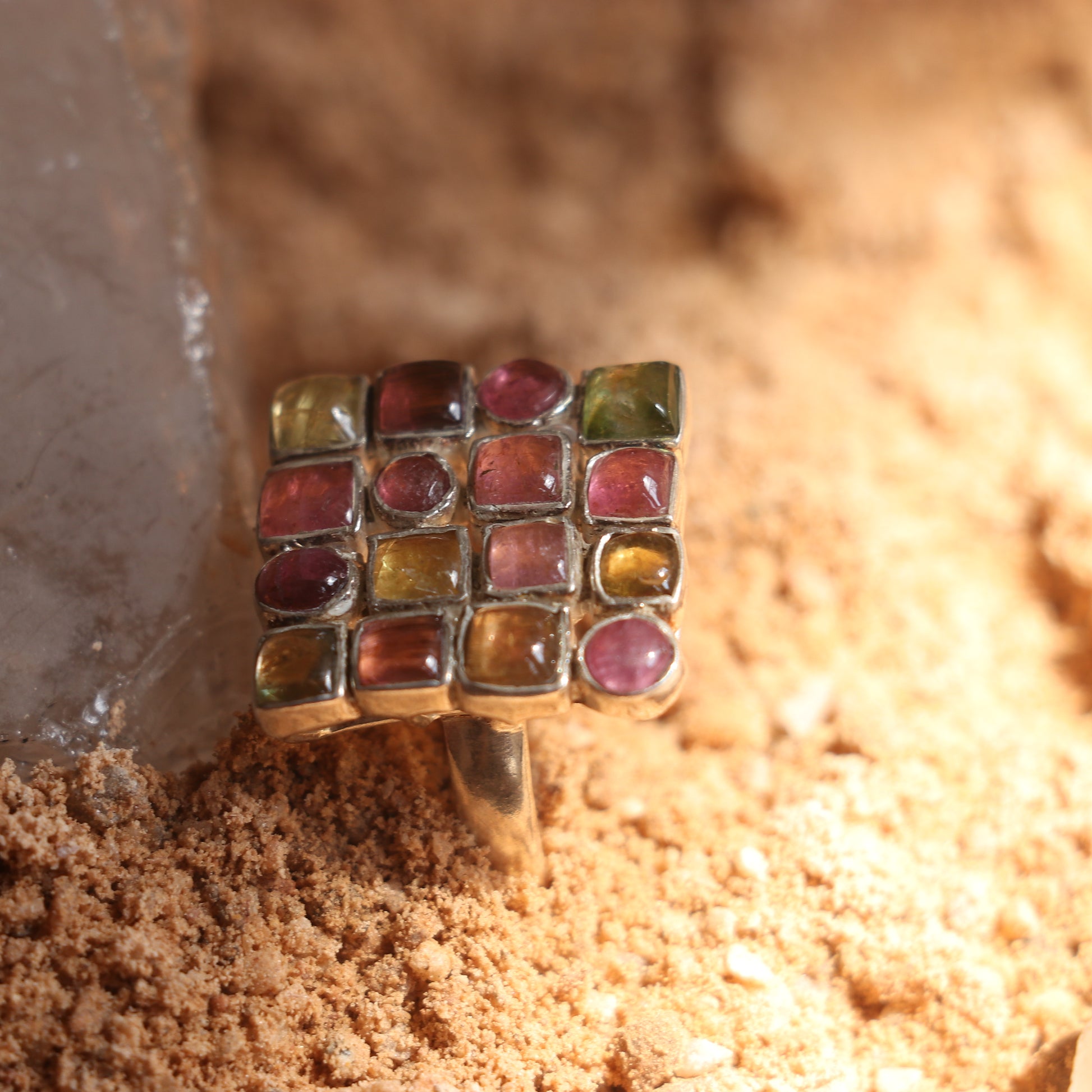 TOURMALINE STUDDED SILVER RING