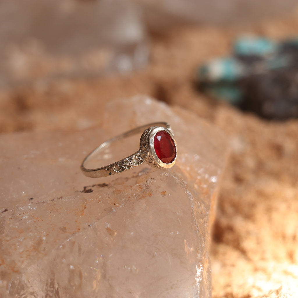 SILVER RING STUDDED WITH BANGKOK RUBY
