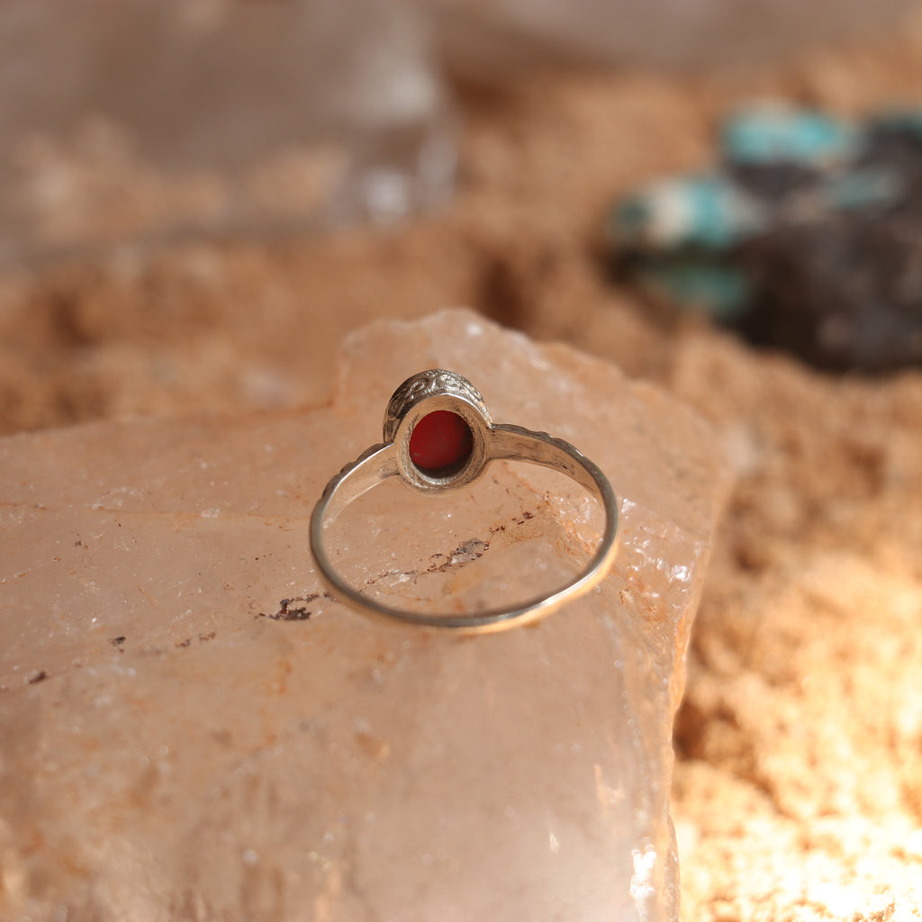 SILVER RING STUDDED WITH BANGKOK RUBY