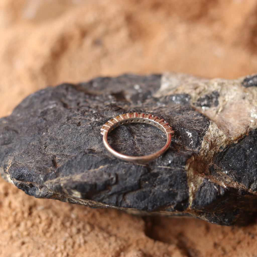 SILVER BAND STUDDED WITH YELLOW TOPAZ