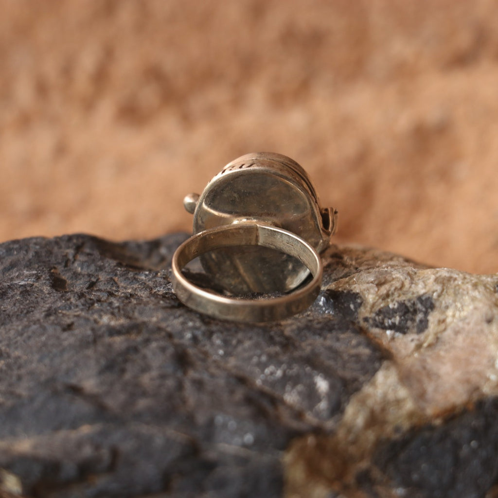 SILVER OPENABLE BOX RING WITH TURQUOISE