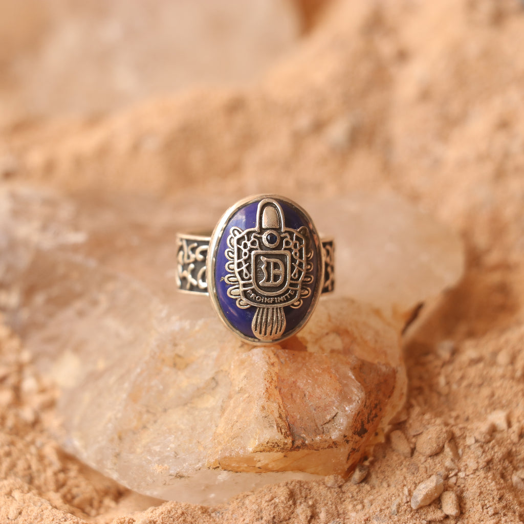 TRIBAL SILVER RING FEATURING A LAPIS LAZULLI STONE