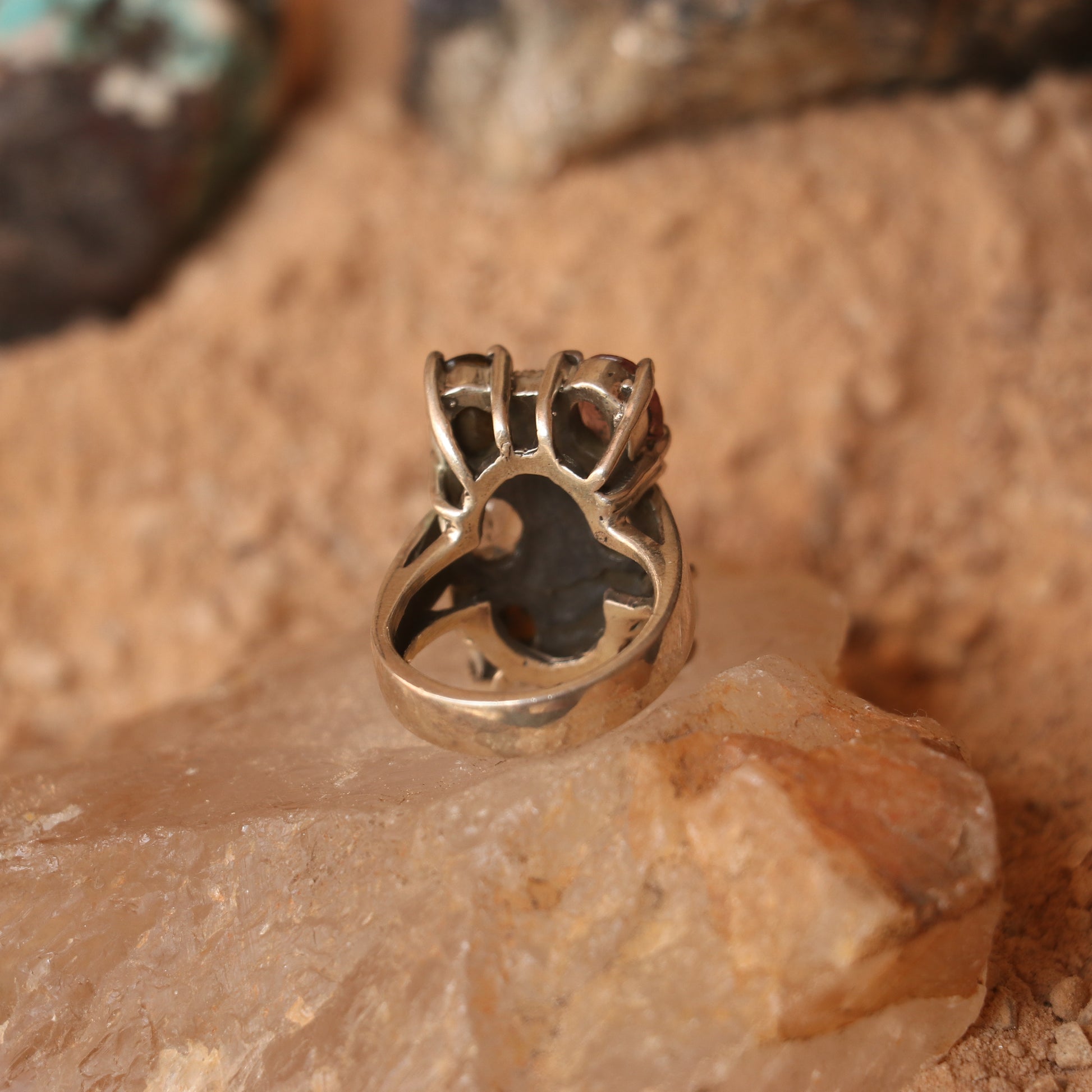 SILVER RING WITH MULTICOLOURED TOURMALINES