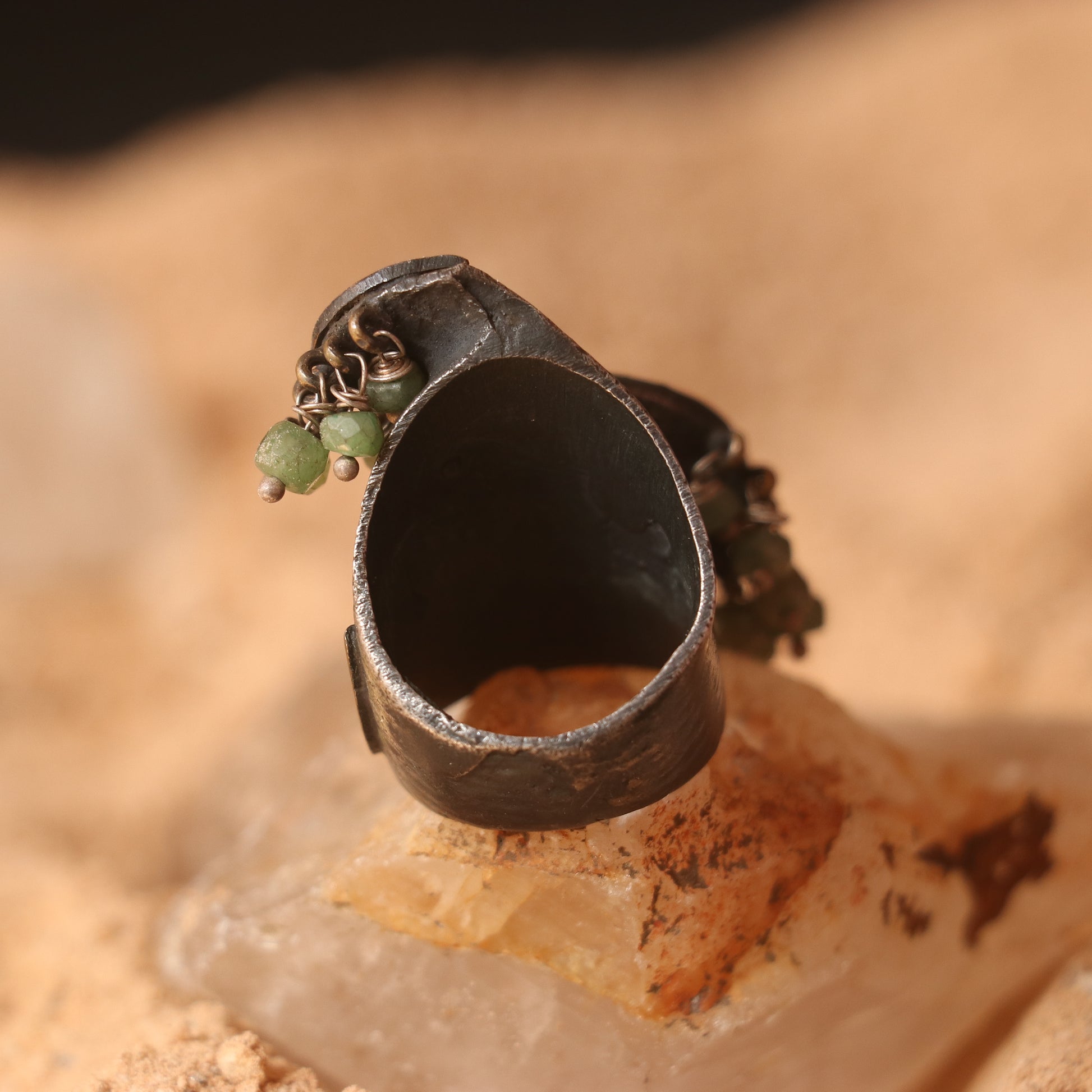 VINTAGE SILVER RING FEATURING RUBIES & EMERALDS