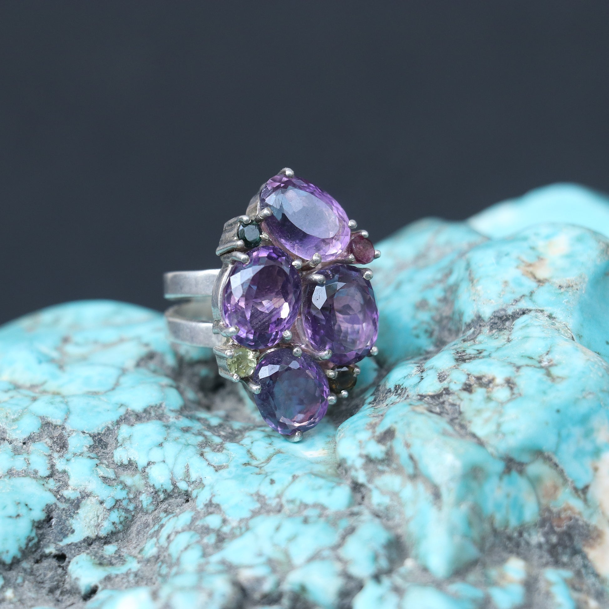 AFRICAN AMETHYST SILVER RING